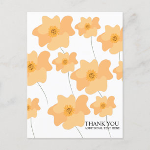 Perzik Papaver Bloemige Handgetekende Dank Je  Briefkaart