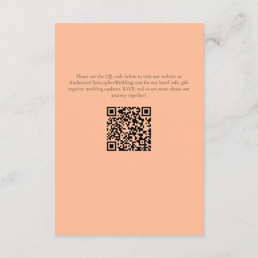 Perzik papavers bloemenelegante bruiloft die goed informatiekaartje (Achterkant)