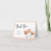 Perzik papavers bloemenelegante bruiloft foto bedankkaart (Voorkant)