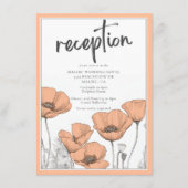 Perzik papavers bloemenelegante bruiloft receptie informatiekaartje (Voorkant)