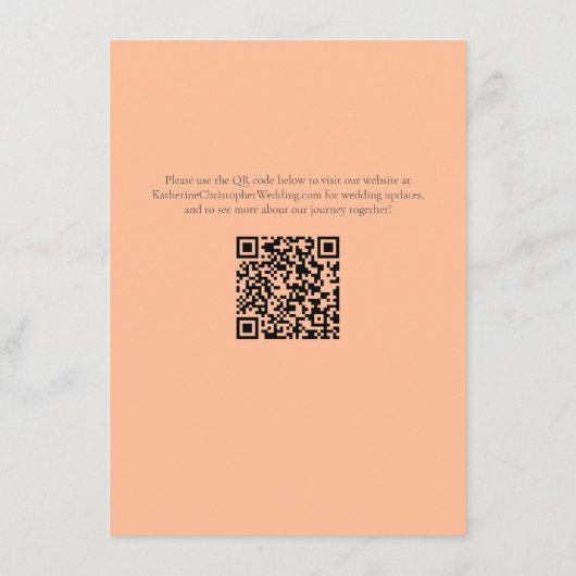 Perzik papavers bloemenelegante bruiloft receptie informatiekaartje (Achterkant)