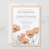 Perzik papavers moderne elegante formele bloemenbr kaart (Voorkant)