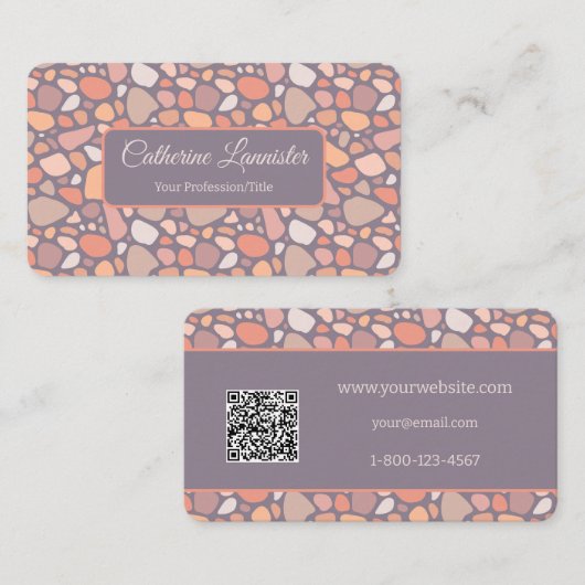 Perzik pastel conglomeraat steen QR-code Visitekaartje (Voorkant / Achterkant)