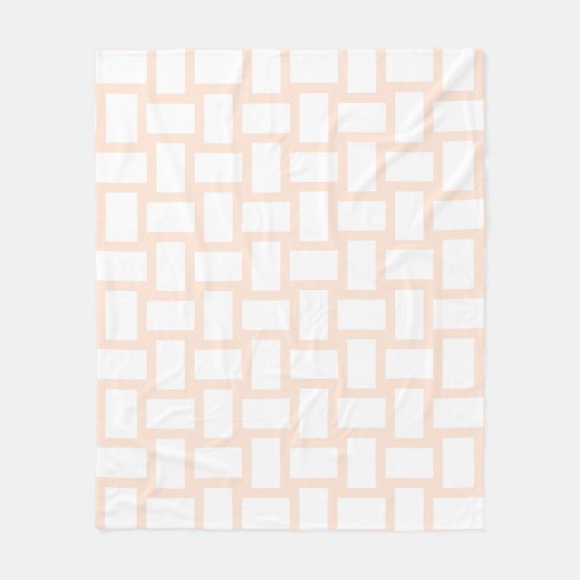 Perzik Pastel & Wit Weefsel Design Fleece Deken (Voorkant)
