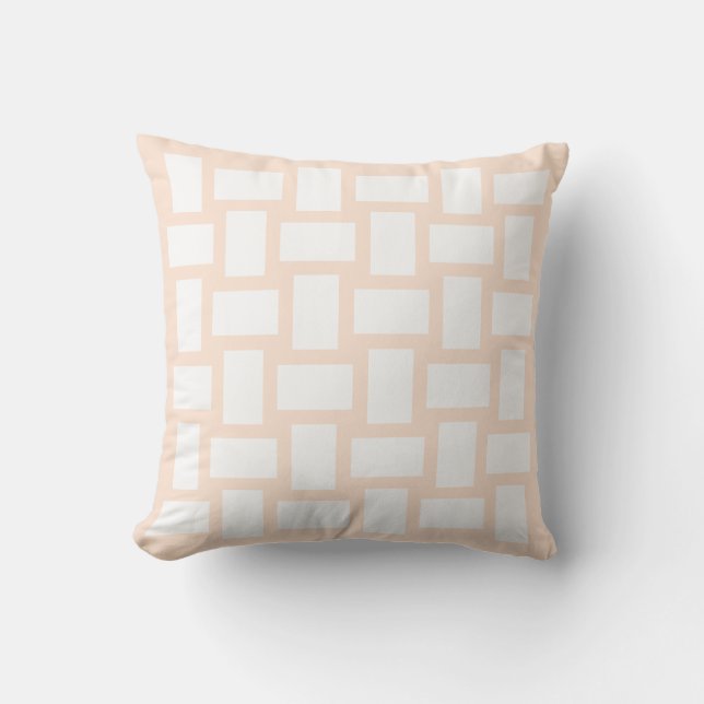 Perzik Pastel & Wit Weefsel Design Kussen (Voorkant)