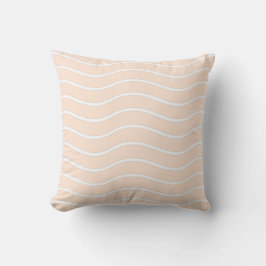 Perzik Pastel & Witte Golflijn Design Kussen