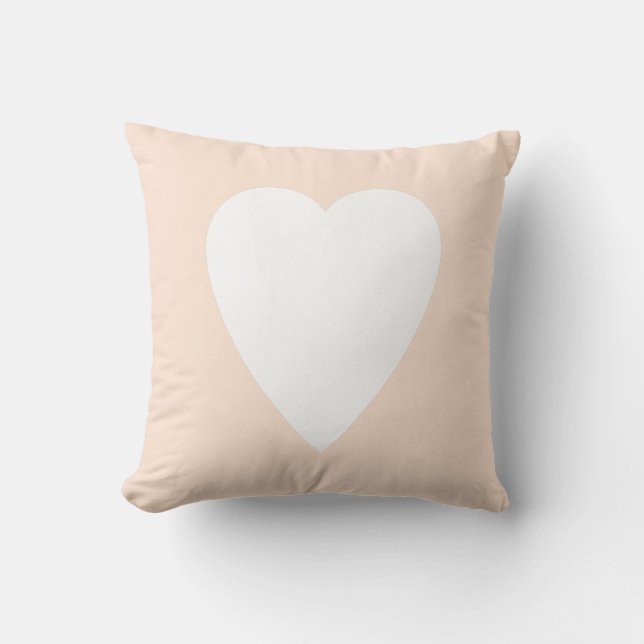 Perzik Pastel & Witte Hartvorm Design Kussen (Voorkant)