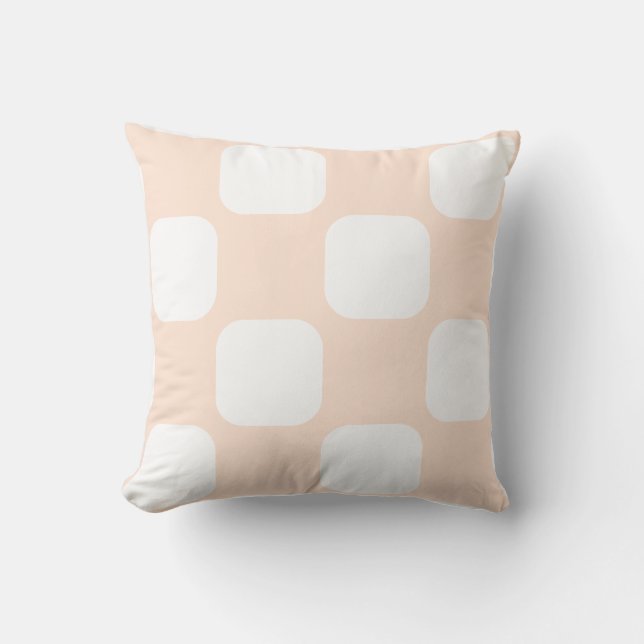 Perzik Pastel & Witte Squircle Patroon Design Kussen (Voorkant)