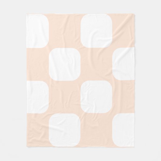 Perzik Pastel & Witte Squircle Patroon Ontwerp Fleece Deken (Voorkant)