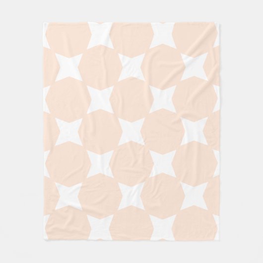 Perzik Pastel & Witte Ster Patroon Ontwerp Fleece Deken (Voorkant)