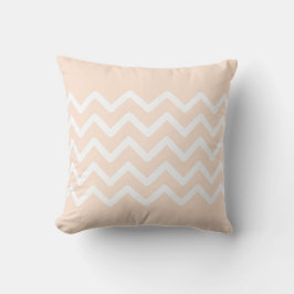 Perzik Pastel & Witte Zigzag Patroon Design Kussen