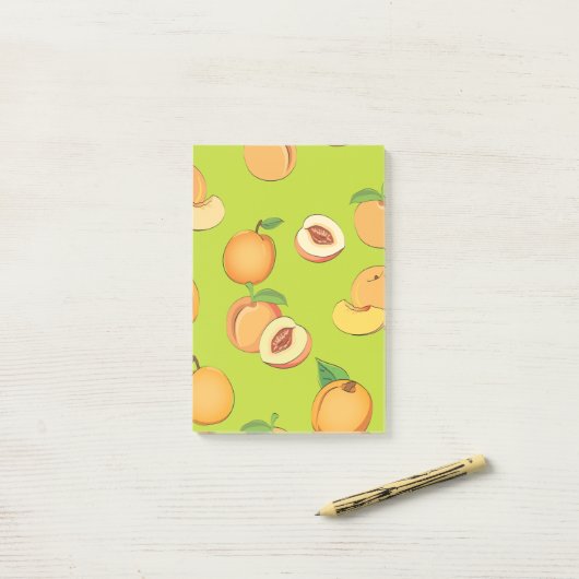Perzik Patroon 4 Post-it® Notes (Op bureau)
