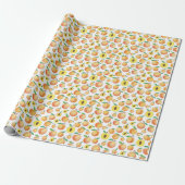 perzik patroon cadeaupapier (Uitgerold)