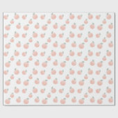 Perzik Patroon Cute Kawaii Wit & Roze Cadeaupapier (Vlak)