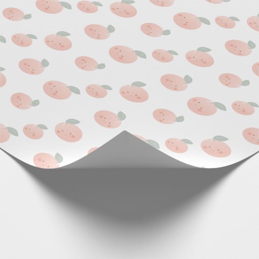 Perzik Patroon Cute Kawaii Wit & Roze Cadeaupapier (Hoek)