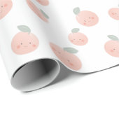 Perzik Patroon Cute Kawaii Wit & Roze Cadeaupapier (Rol Hoek)