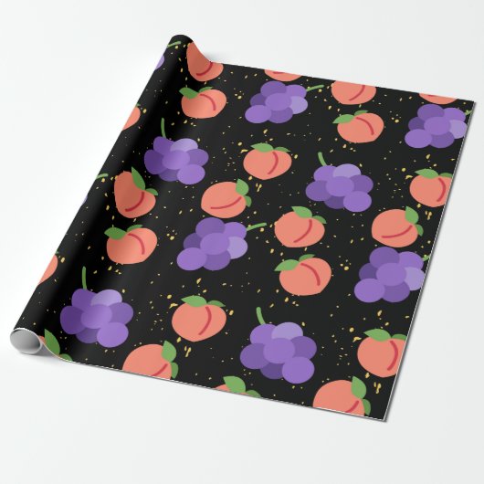 perzik, perzik patroon cadeaupapier (Uitgerold)