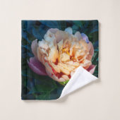 Perzik Pioen, Bloem Fotografie Bad Handdoek (Wasdoekje)