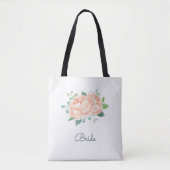 Perzik Pioen Bloemen Bruids Tote Bag (Voorkant)