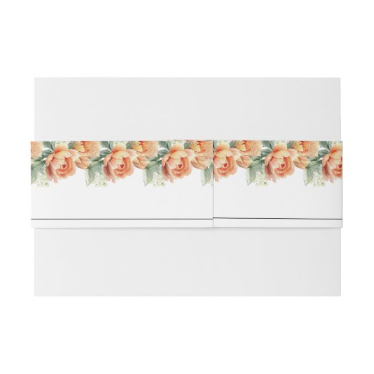 Perzik pioen bloemen en bladeren bloemenbruiloft uitnodigingen wikkel (Achterkant Voorbeeld)