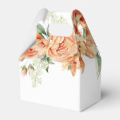 Perzik pioen bloemen en typografie bruiloft bedankdoosjes (Achterkant)