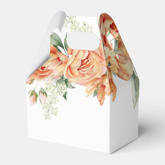 Perzik pioen bloemen en typografie bruiloft bedankdoosjes (Achterkant)