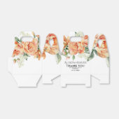 Perzik pioen bloemen en typografie bruiloft bedankdoosjes (Uitgevouwen)