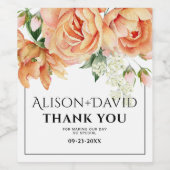 Perzik pioen bloemen en typografie bruiloft wijn etiket (Enkel label)