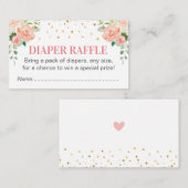 Perzik Pioen Luier Raffle Ticket Meisje Baby showe Informatiekaartje (Voorkant / Achterkant)