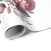 Perzik pioenen op wit gepersonaliseerde bruiloft / cadeaupapier (Rol Hoek)