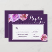 Perzik pioenroos pruim huwelijksmaal keuze RSVP (Voorkant / Achterkant)
