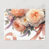 Perzik Pioenrozen en Rozen Tafel Zitje Kaart (Achterkant)