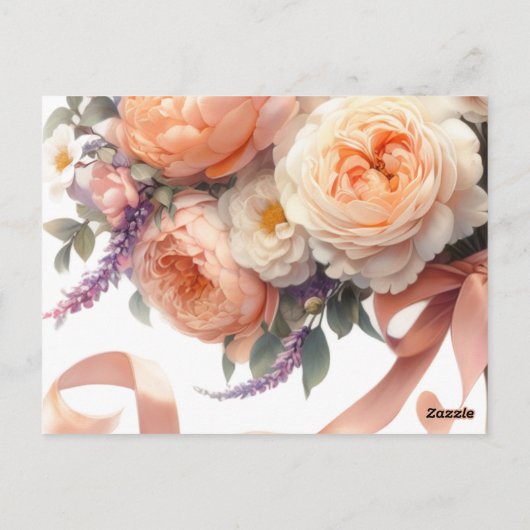 Perzik Pioenrozen en Rozen Tafel Zitje Kaart (Achterkant)