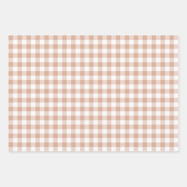 Perzik Plaid Gingham Retro Kleur Inpakpapier Vel