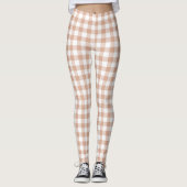Perzik Plaid Gingham Retro Kleur Leggings (Voorkant)
