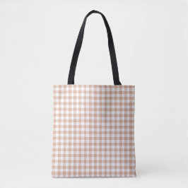 Perzik Plaid Gingham Retro Kleur Tote Bag