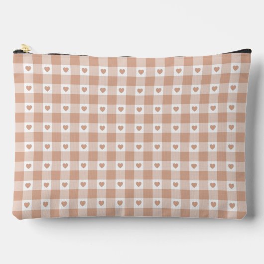 Perzik Plaid Hart Gingham Retro Kleur Etui (Voorkant)