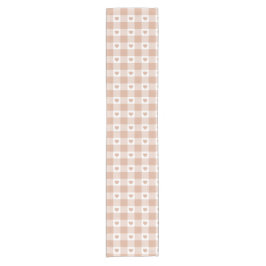 Perzik Plaid Hart Gingham Retro Kleur Tafel Runner Korte Tafelloper