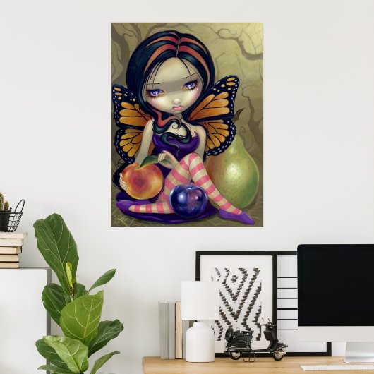 Perzik, plum, pear Art Print fantasy fruit fee (Thuiskantoor)