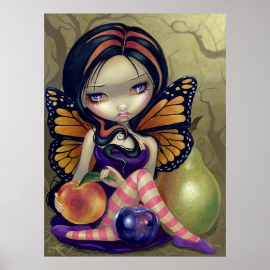 Perzik, plum, pear Art Print fantasy fruit fee (Voorkant)