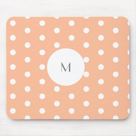 Perzik & Polka Dot Monogram Muismat (Voorkant)