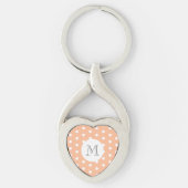 Perzik polkadot monogram sleutelhanger (Voorkant)