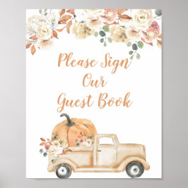 Perzik Pompoen Landelijke Truck Gelieve Onze Gast Poster