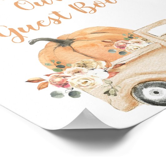 Perzik Pompoen Rustieke Truck Gelieve Onze Gast Te Poster (Hoek)