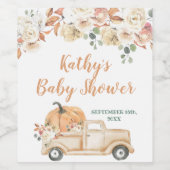 Perzik Pompoen Rustieke Truck Wijnfles Wijnlabel Wijn Etiket (Enkel label)