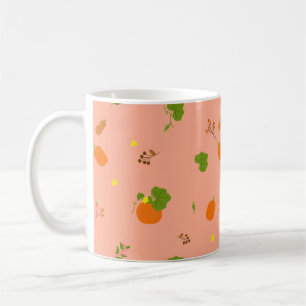 Perzik Pompoen Tuin Botanisch Patroon Koffiemok