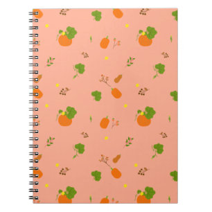 Perzik Pompoen Tuin Botanisch Patroon Notitieboek