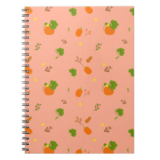 Perzik Pompoen Tuin Botanisch Patroon Notitieboek