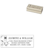 Perzik/Pruim Bloesems Dubbel Geluk Aziatisch Bruil Rubberstempel (Gestempeld)