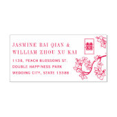Perzik/Pruim Bloesems Dubbel Geluk Aziatisch Bruil Zelfinktende Stempel (Design)
